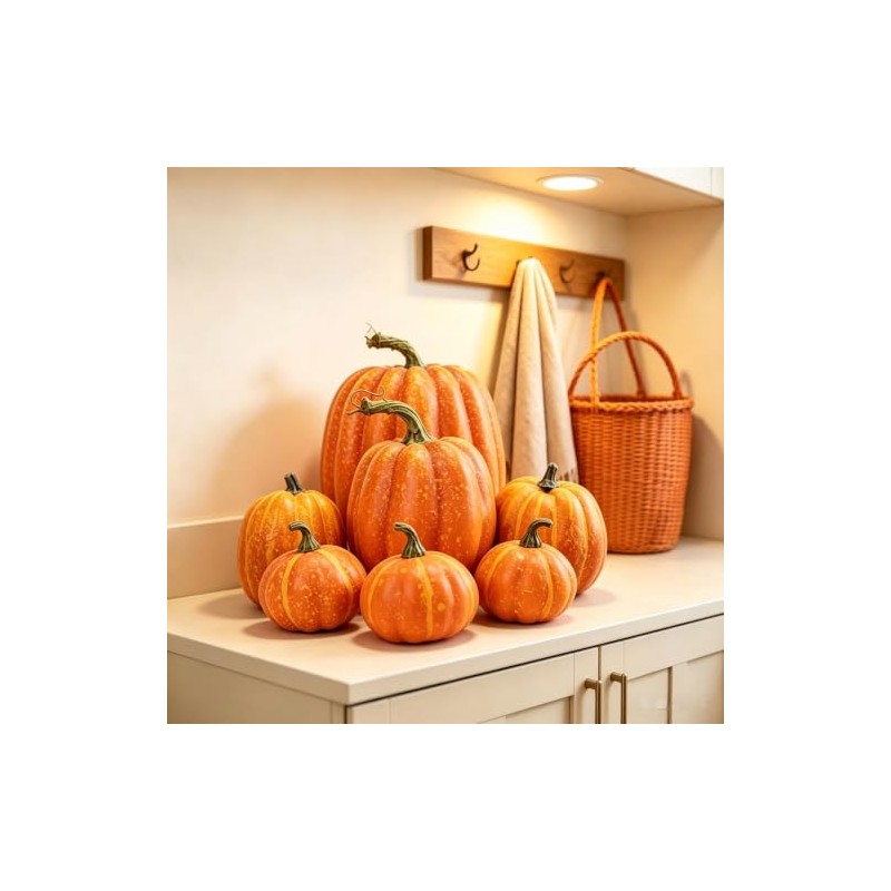 7 Calabazas Artificiales, Calabazas Decorativas de Halloween