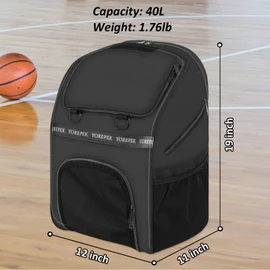 YOREPEK Basketball Bag, Large Basketball Backpack with Shoe Compartment and Ball Holder for daughter son, Water Resistant for Sport Training Equipment Fits Volleyball Gym Black
