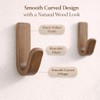 TYNUOCN 6 Pack Walnut Adhesive Wall Hooks, Decorative Wooden J