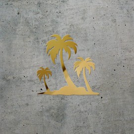 Decal Stickers of Palm Trees 22 (Metallic Gold) (Set of 2) Premium Waterproof Vinyl Decal Stickers for Laptop Smartphone Car Dirt Bike Wall Room Mason Jar Bathtub Door - BICVER1023662GOW19Y24