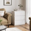 Bamjoy White Nightstand with 3 Drawers, Beside Table with Drawers