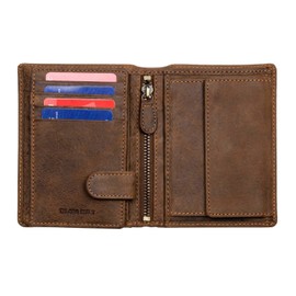 DiLoro Men's Wallets by DiLoro Bifold Flip ID Leather Wallet Vertical Slots Dark Brown