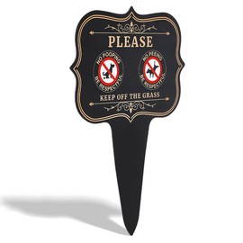 Peacoblue No Poop or Pee Dog Sign 13.6”X9.6” Keep Off the Grass Yard Sign with Integrated Stake Double Sided Metal Sign Weatherproof Outdoor Sign for Gardens, Yards, and Public Spaces
