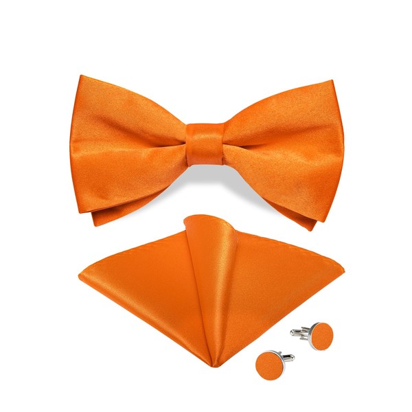 DiBanGu Orange Satin Bow Ties for Men Silk Pre-tied Bowtie