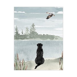 Watercolor Duck Hunting Black Lab Nursery Mallard Duck Unframed Print Rustic Outdoor Hunter Themed Decor