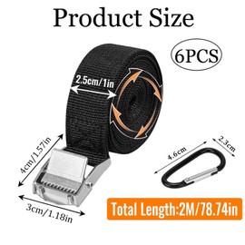 Tie Down Straps,2.5cm×2m Heavy Duty Tensioning Belts,Adjustable Tensioning Straps for Motorcycle, Cargo, Trucks, Trailer, Luggage (6)
