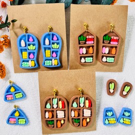 20pcs Polymer Clay Cutters Display Shelf Set – Miniature Clay Cutters for Polymer Clay Jewelry, Bookshelf Earring Molds with Bottles, Pots and Bowls, Clay Tools for DIY Accessories