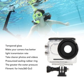 Diving Housing for Insta360 Go3-197ft/60M Underwater Housing Shell with 6Pcs Prevent Fog Sheet & Rear Cover