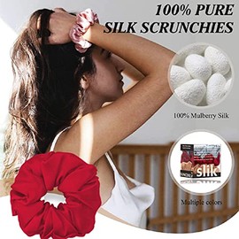 Suncdelv Silk,100% Scrunchies De Seda Para El Cabello,22 Corbatas Para El Cabello Momme Para Anti-Arrugas Y Roturas, Accesorios Para El Cabello Natura