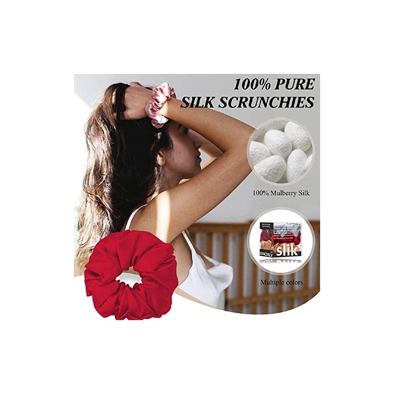 Suncdelv Silk,100% Scrunchies De Seda Para El Cabello,22 Corbatas Para