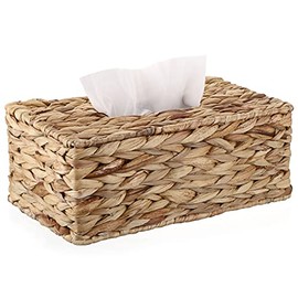 Sumnacon Rectangular Woven Tissue Box Cover - Natural Water Hyacinth Wicker Tissue Box Holder, Decorative Napkin Paper Holder for Bedroom Bathroom Home Office Store Decor