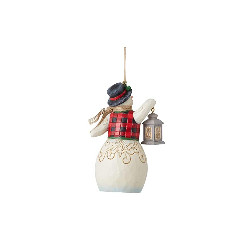 Enesco Jim Shore Snowman with Lantern Hanging Ornament, 4.53 Inches