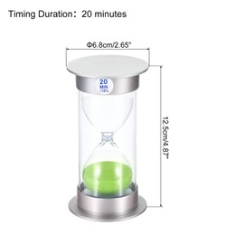 PATIKIL 20 Minute Sand Timer, Sandy Clock with Plastic Cover Count Down Sand Glass for Games, Kitchen, Party Favors DIY Decoration, Green Sands