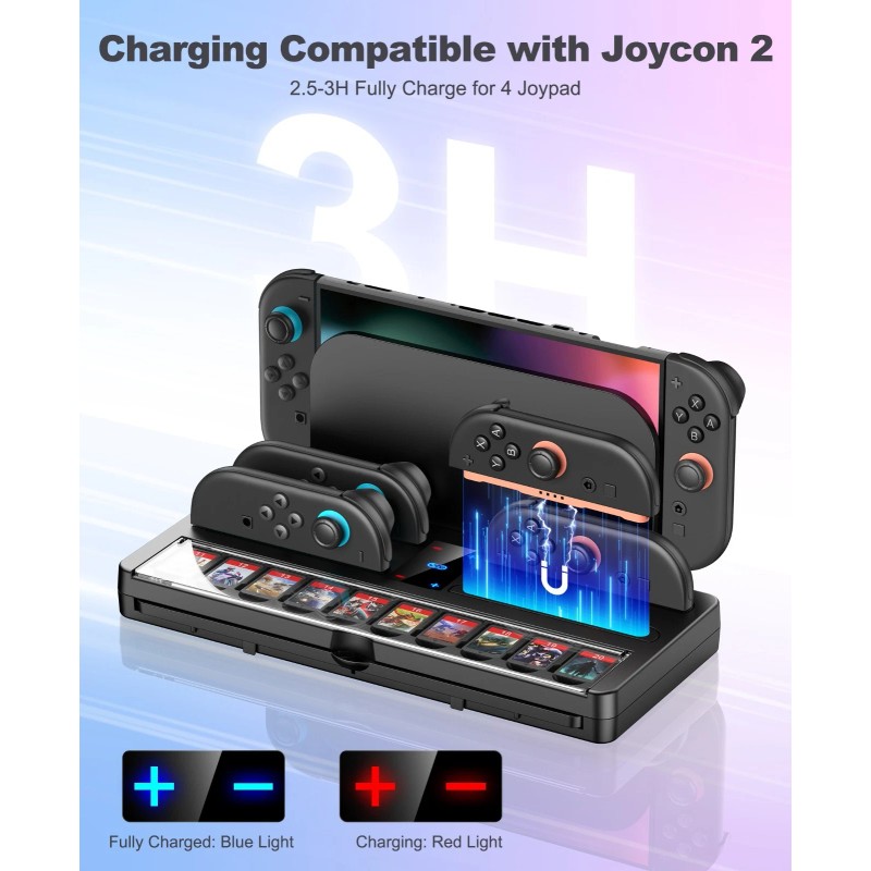 BEBONCOOL 4-in-1 Charging Dock for Switch 2 Joy-Con Controller Charger