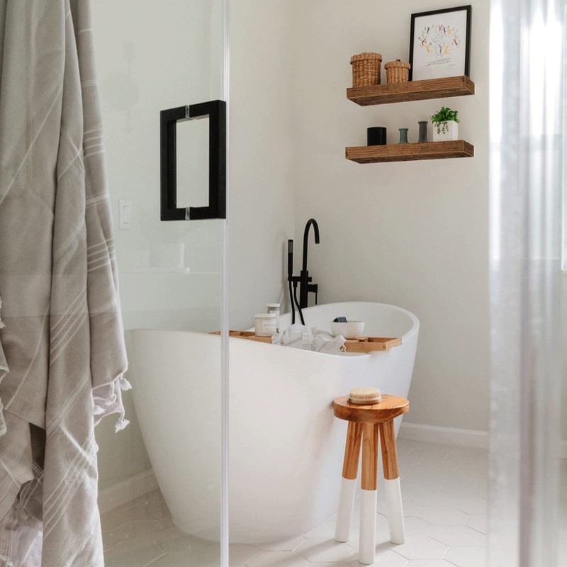 QEEIG Bathroom Floating Shelves for Wall - 15.7" Wall Mounted