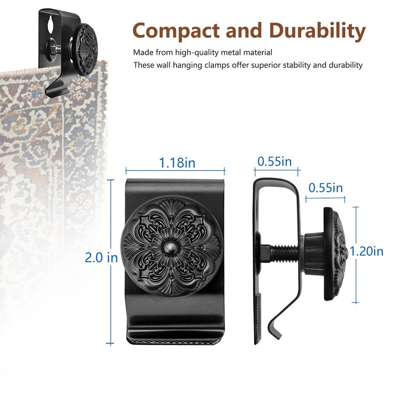 Tapestry Wall Hanging Clamps 4 Pack 1.2x2.0 Textile Art Decoration