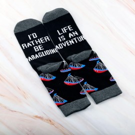 CMNIM Skydiving Gift I'd Rather Be Paragliding Socks Gifts for Paraglider Paramotor Lover Gift Outdoor Adventure Novelty Sock, 25616 Paragliding Socks, 12