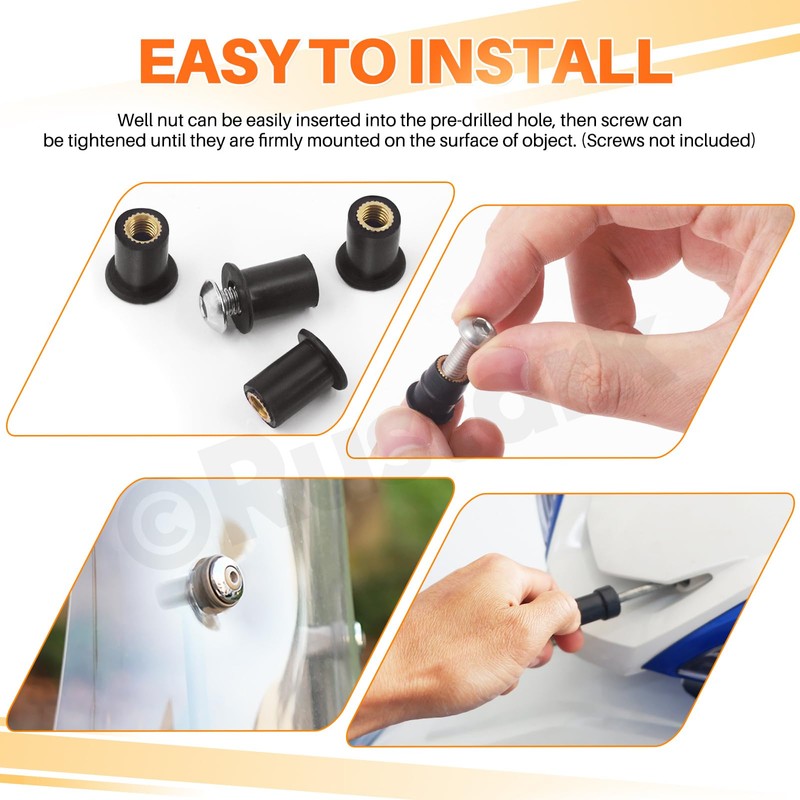 Rustark 37Pcs M4 M5 M6 Rubber Well Nuts Assortment Kit
