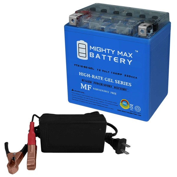 Mighty Max Battery YTX16-BSGEL Replacement Battery compatible with Interstate YTX16-BS