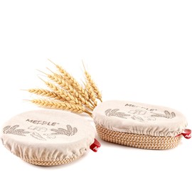 Mepple Sourdough Bread Baking Supplies,10" Round and 11" Oval Cotton Rope Banneton Proofing Basket with Liners & Covers，Ideal for Artisanal Breadmaking for Home and Professionals Bakers Baking