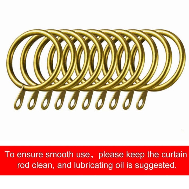 WUBAYI 50 Set Metal Brass Curtain Rings and Hooks, 30mm