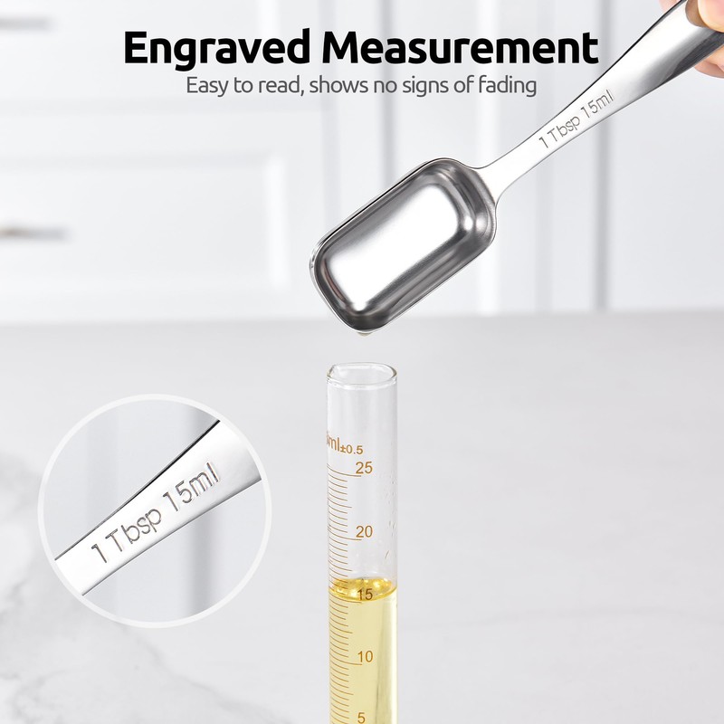U-Taste 18/8 Stainless Steel Rectangular Measuring Spoons: Narrow Square Measure