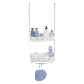 Bath Bliss 2 Way Hanging Organizer, Head, Rust Resistant, 2 Tier, for Bathroom Storage, Convertible, White Shower Caddy