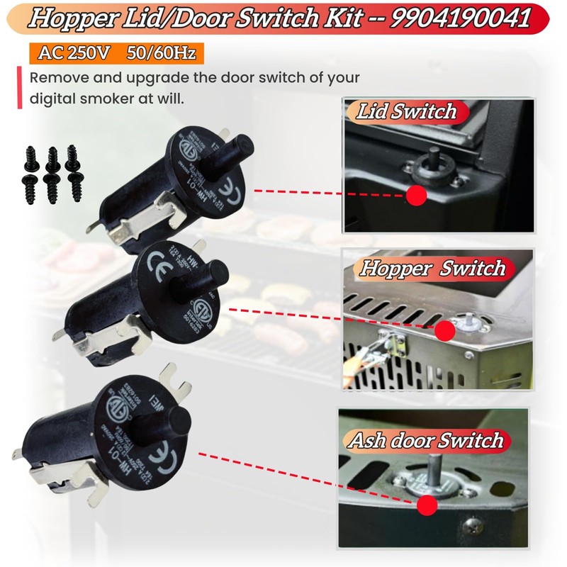 9904190040 Fan and Lid/Door Switch Kit for Masterbuilt Gravity Series