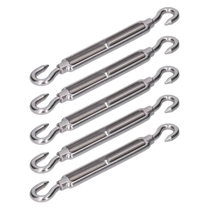 5Pcs Turnbuckle Hook and Hook Wire Rope Tension 304 Stainless