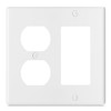Bates- 2-Gang Combination Wall Plate, 4.5" x 4.57"/Standard Size, White,