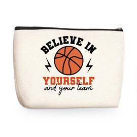Basketball Gifts Inspirational Makeup Bag Basketball Stuff Accessories for Women Basketball Sports Lover Friend Fans Christmas Graduation Cosmetic Bag Basketball Coach Gifts Basketball Team Gifts