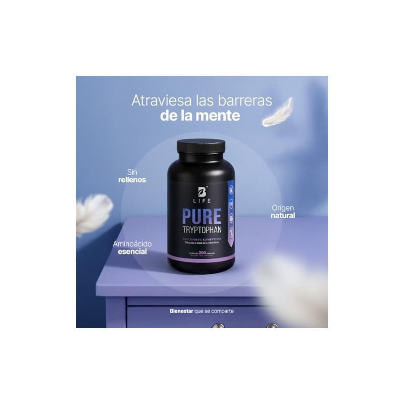 B Life Triptófano Puro | 200 Cápsulas de 500 mg
