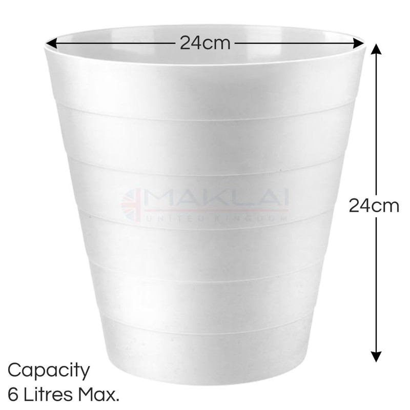 MAKREL 6 Litre Round Plastic Rubbish Bin for Bedrooms, Bathrooms,