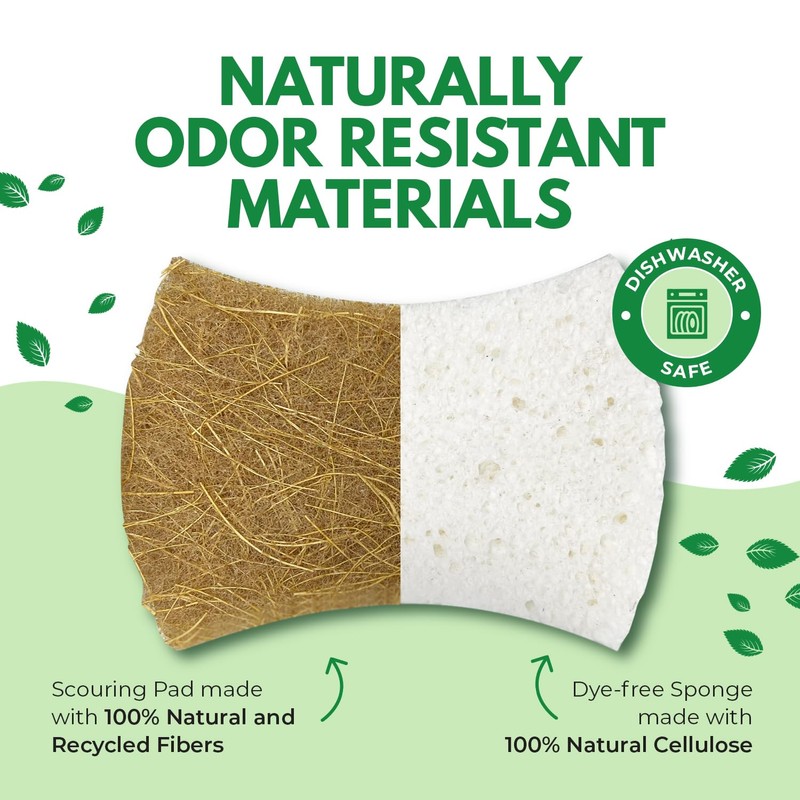 AIRNEX Natural Kitchen Sponges (12 Pack) - Biodegradable Cellulose &