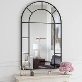 Bathroom Mirror, 32x48 Arched Wall Mirror, Black Wall-Mounted Mirrors, Bathroom Vanity Mirror, Mirrors for Over Sink, Bathroom, Living Room, Bedroom, Entryway