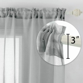 DUALIFE Gray Sheer Curtains 108 Inch Length,Faux Linen Semi Sheer Curtain Drapes for Living Room Bedroom Nursery Kitchen Bathroom,Privacy Voile Window Treatment Panels,Gray,52 x 108 Inches,Set of 2