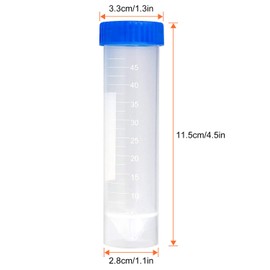 ASelected 50 X 50ml Standard Laboratory Conical Centrifuge Tubes - Freestanding Clear Plastic Test Tubes with Lids