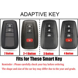 HIBEYO 3 Button Key Fob Cover Compatible with Toyota RAV4 Corolla CHR C-HR Camry Corolla Prado Prius Accessories Alloy Carbon Fiber Texture Key Shell with Leather Keychains-3 Button Black