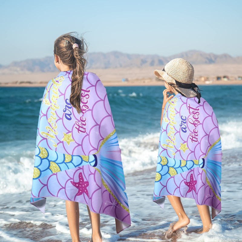 30 x 60 in Mermaid Beach Towels for Girls Kids