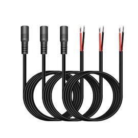 EAHOSUCC 3PCS Long 18AWG Female Power Pigtail DC 5.5mm x 2.1mm Connectors,1M/3.3FT 12V 7A DC Power Pigtail Barrel Plug Connector Cable 2pin Bare Wire Open End Extension Cord