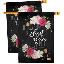 Let Us Rejoice House Flags 2 pcs Pack Religious Bible Verses Bless Faith Thank Hope Pray Christian Religion Small Decorative Gift Yard Banner Double-Sided Made In USA 28 X 40