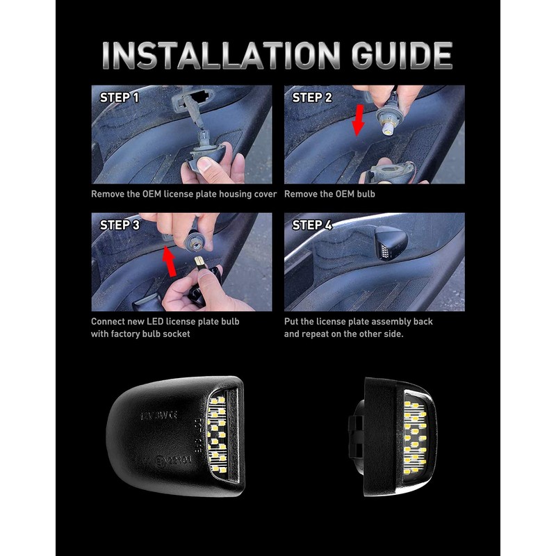 LESAUCE Full LED License Plate Light Tag Lamp Assembly Replacement