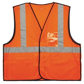 Ergodyne GloWear 8216BA ANSI High Visibility Breakaway Reflective Safety Vest with ID Badge Holder, Orange, 4X-Large/5X-Large