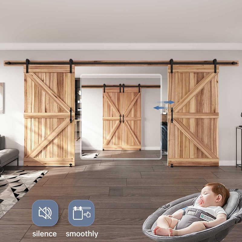EaseLife 14 FT Double Sliding Barn Door Track and Handle