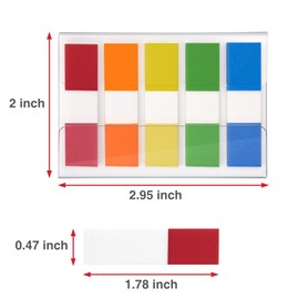KICNIC Page Markers Sticky Index Tabs 1000 Pcs, Fluorescent Pop Up Note Flags, 1.77 X 0.47 Inch Tabs for Notebooks, Sticky Notes Flags for Page Bookmarks, 8 On-The-Go Dispensers