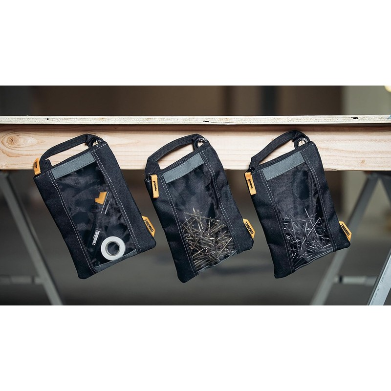 ToughBuilt – 3 Piece Fastener Bags, Medium Heavy-Duty 1680D Ballistic