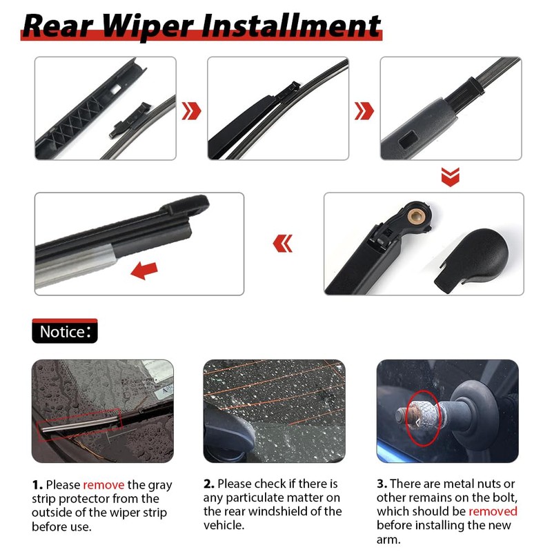 OTUAYAUTO Rear Wiper Arm Blade Kit for Volkswagen ID.4 2021-2024