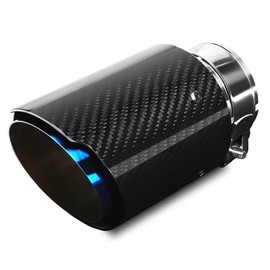 Krtopo Exhaust Tip 2.36"(60MM) Inlet Car Rear Muffler Stainless Steel and Glossy Carbon Fiber Car Exhaust Tail End Pipe Outlet 89MM(3.5")(Black Blue)