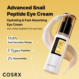 COSRX Advanced Snail Peptide Eye Cream Korean Eye Cream with Snail Mucin, Niacinamide & Peptide for Under Eye Brightening, Anti aging, Fine Lines, Dark Circles & Wrinkle Reduction Korean Skincare 25ml