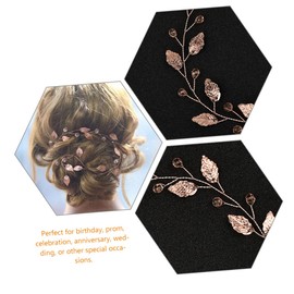 Vaguelly Rhinestone Leaf Bridal Headband for Wedding Rose Gold Crystal Hair Accessory Handmade Soft Chain Headdress for Brides Flower Girls and Special Occasions